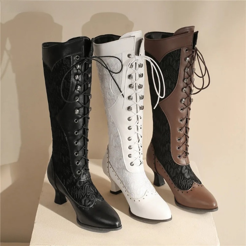 Crossfit Outfit - Women Victorian Pointed Toe Mid-Calf Boots