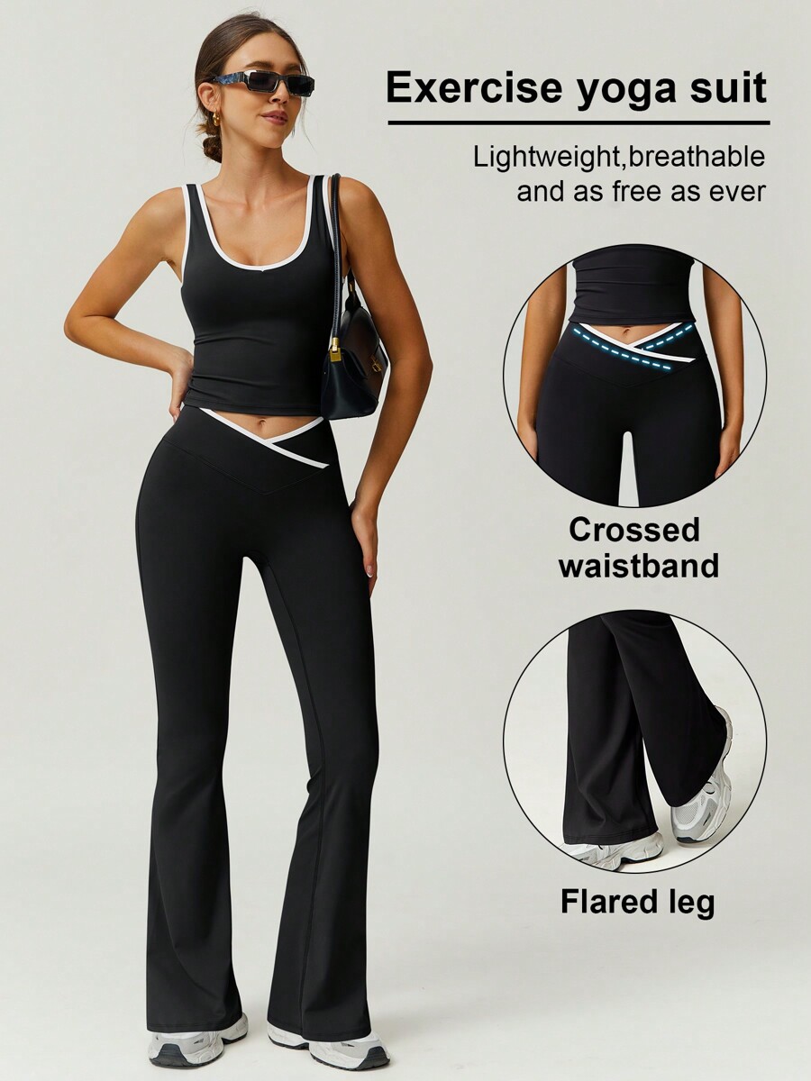 Crossfit Vest - Women 2pcs Sports Vest And Flare